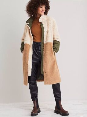 Colorblocked Sherpa Coat | Anthropologie
